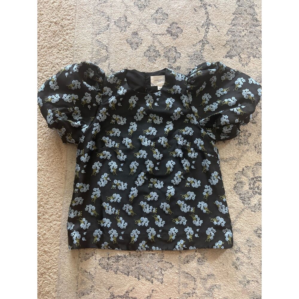 Pomander Place Black Heirloom Jacquard Lyla Blouse Size S - Picture 3 of 4